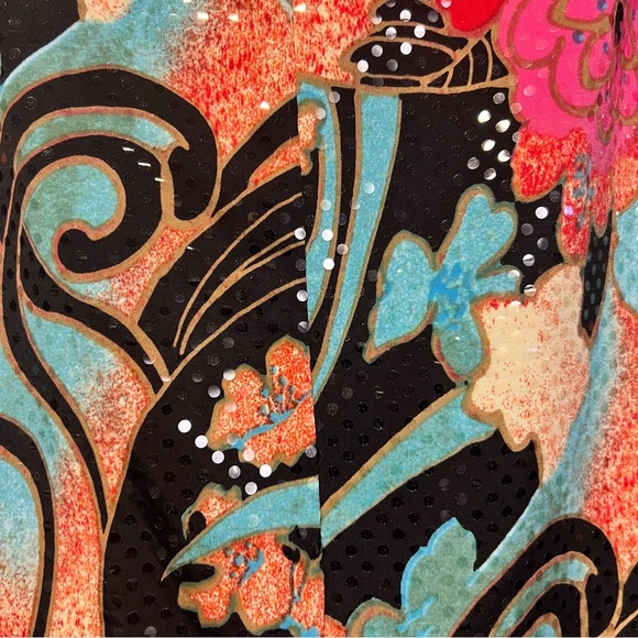 Rampage 90s Y2K Black and Multicolor Floral sequined Skirt size large - Picture 6 of 8